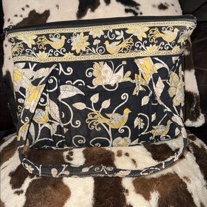 Vera Bradley Black and Yellow Patterned Shoulder Bag